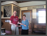 (c)2008 Robert Snyder - Nan Ackerman presents a personal check of $5000 to Bob R. to complete all the interior lighting! Thank You Nan! (10K) - CLICK to Enlarge (100K)