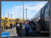 The buses unlaod at the Amtrak� Station. - Click to ENLARGE (10K)-(60K)