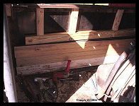 Interior bracing for wainscott on Fireman's side. &copy;smph10/04 - Click to ENLARGE (11K)-(60K)
