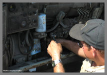 Oil Change - Removing the Filter &copy;Robert Snyder 8/2003 Click to ENLARGE (11K)-(50K)