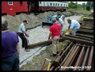 Ties being laid into place (15K) Click to ENLARGE (50K)
